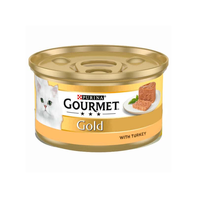 کنسرو پته گربه گورمت گلد با طعم گوشت بوقلمون Gourmet Gold وزن 85 گرم