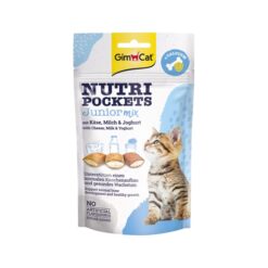 اسنک تشویقی بچه گربه نوتری گربه جیم کت با طعم شیر GimCat Nutri Pockets Junior Mix وزن ۶۰ گرم