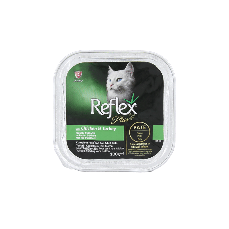 ووم گربه با طعم مرغ و بوقلمون رفلکس پلاس Reflex Plus Chicken & Turkey وزن 100 گرم
