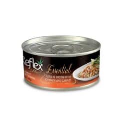 کنسرو گربه رفلکس پلاس با طعم تن ماهی در آب گوشت، مرغ و هویج Reflex Plus Adult Cat Can Food Tuna In Broth With Chicken And Carrot وزن 70 گرم