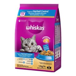 غذای خشک ویسکاس گربه مدل ضد گلوله مویی با طعم مرغ و ماهی تن Whiskas Hairball Care Cat Food وزن 1.1 کیلوگرم