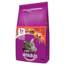 غذای خشک گربه ویسکاس با طعم گوشت گاو Whiskas Adult with Beef وزن 1.4 کیلوگرم