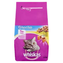 غذای خشک گربه ویسکاس مدل عقیم شده با طعم مرغ Whiskas Adult Sterile Chicken وزن 1.4 کیلوگرم
