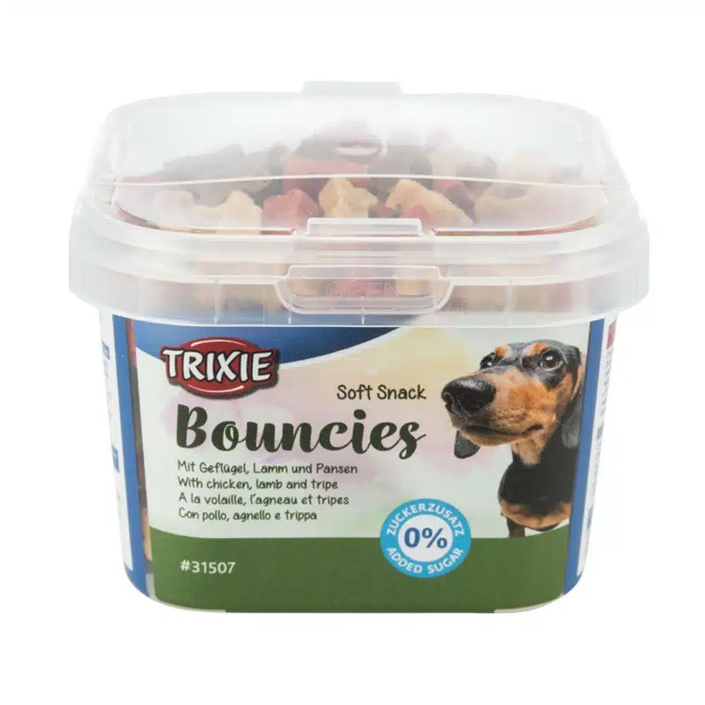تشویقی سطلی سگ تریکسی طعم مرغ و بره 140 گرم